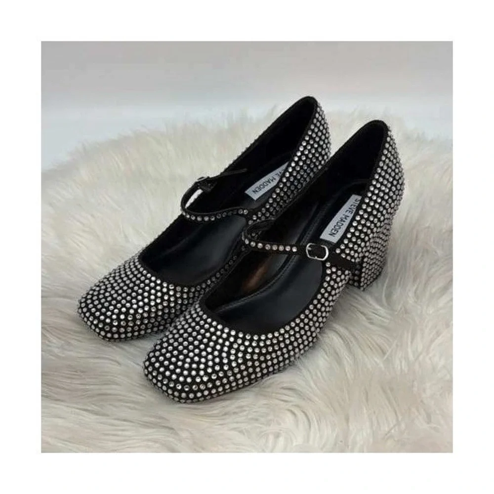 Steve Madden Black Multi Rhinestone Platform Sandals – Women's Size 10 –‎ NWT